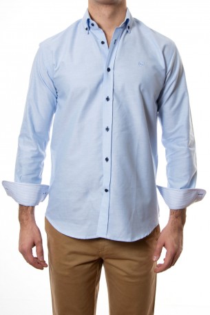 Camisa lisa azul tejido oxford