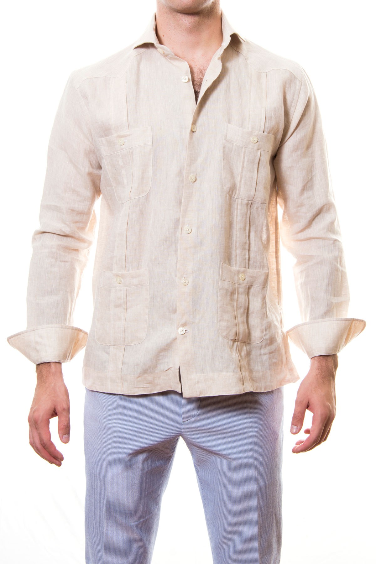 Guayabera lino hombre deals