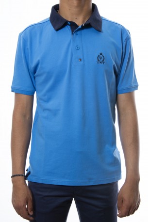 Polo azul cuello combinado